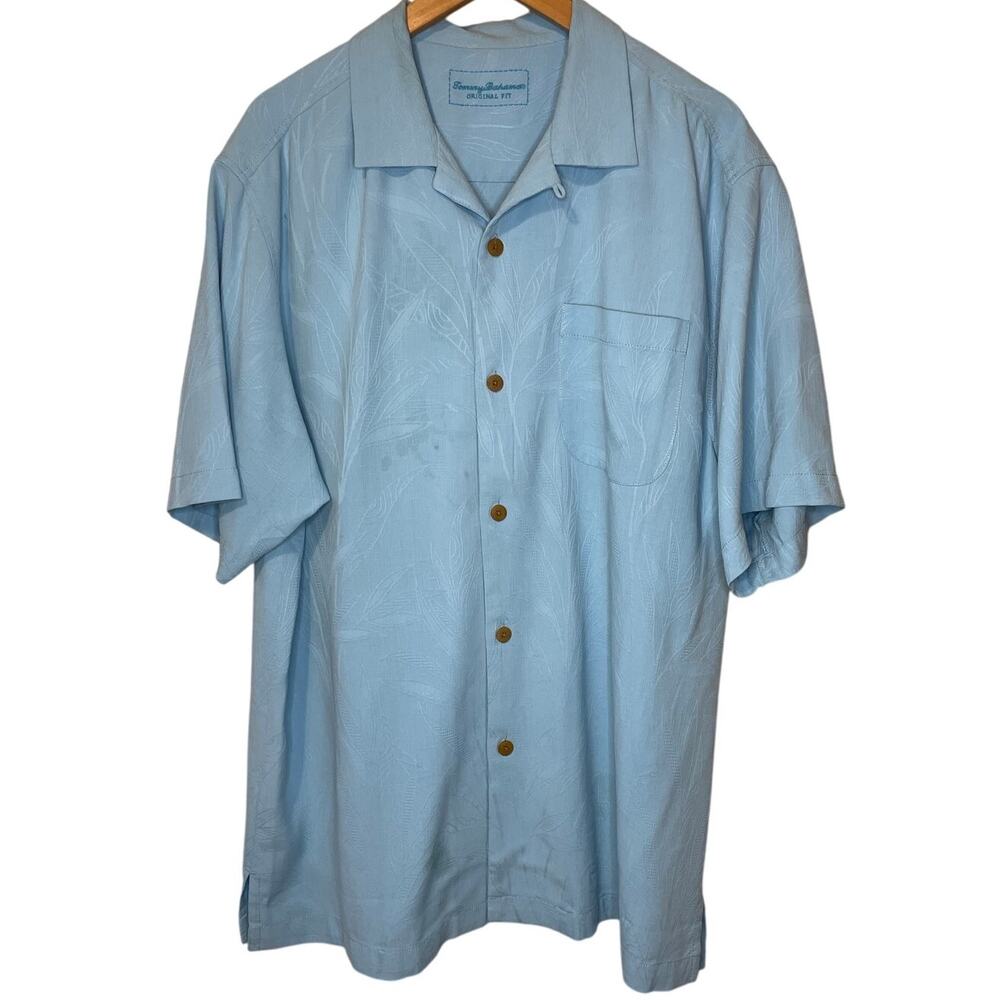 Tommy Bahamas Men's Original Fit Short Sleeve Button Up Textured 100% Silk Top M - Picture 1 of 13